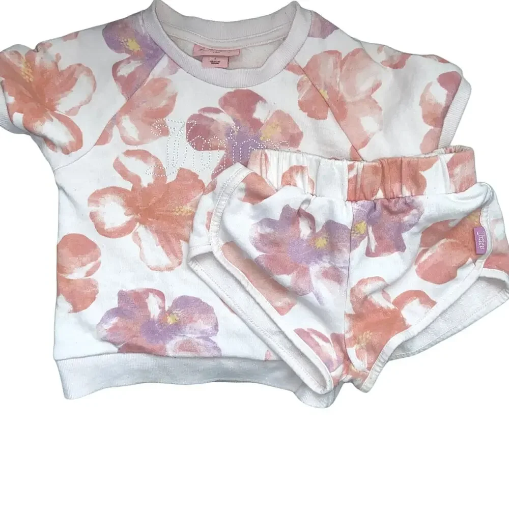 Juicy Couture Little Girls Floral French Terry 2 PC Shorts Set 5 !